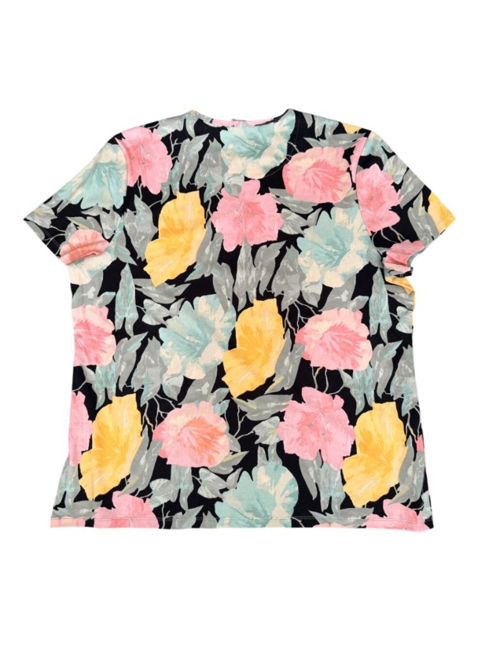 NWT Lauren Ralph Lauren Floral Print Jersey T-Shirt – 3XL-Black/Pastel- MSRP $60 - Picture 4 of 9